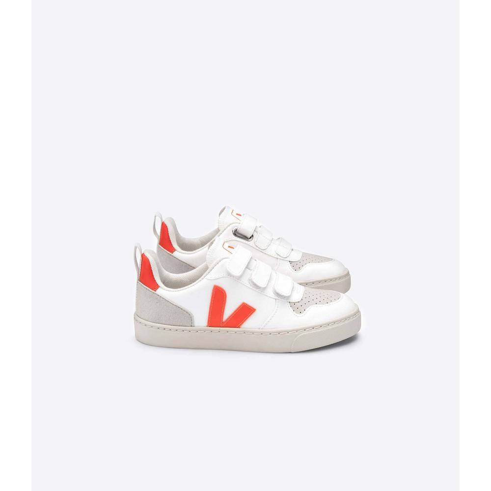 Kids\' Veja V-10 CWL Sneakers White/Orange | SG 858DFM